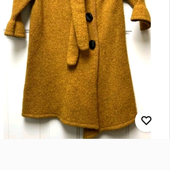 Tibi Wool Golden Yellow Long Cardigan Sweater Women's Small Button Front Winter - Picture 3 of 4